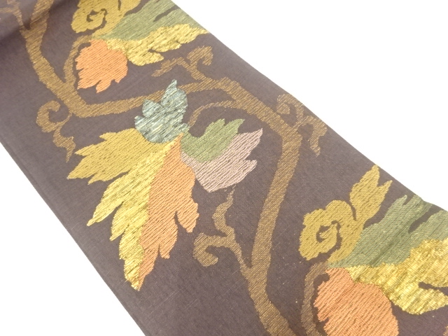 唐花模様織出し袋帯